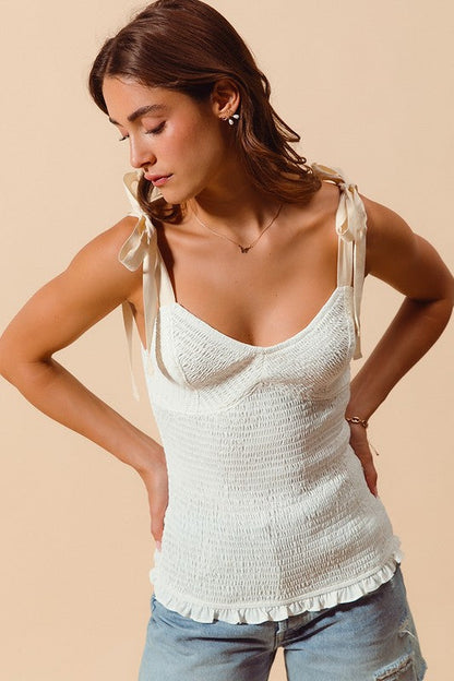 Sweatheart Smocked Summer Top with Twill Tape