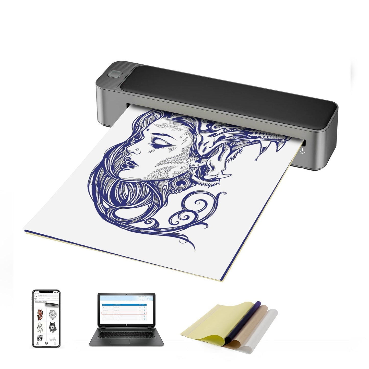 MAST® Upgraded A3 Bluetooth Tattoo Stencil Printer Portable Tattoo Transfer Machine for Large-Scale Tattoo Stencil