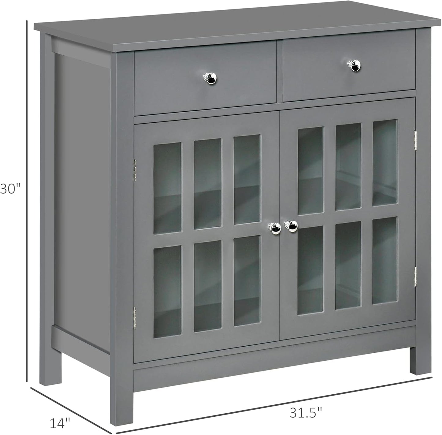 Gray Glass Door Kitchen Cabinet with Drawers | Home Decor | Kitchen + Metal