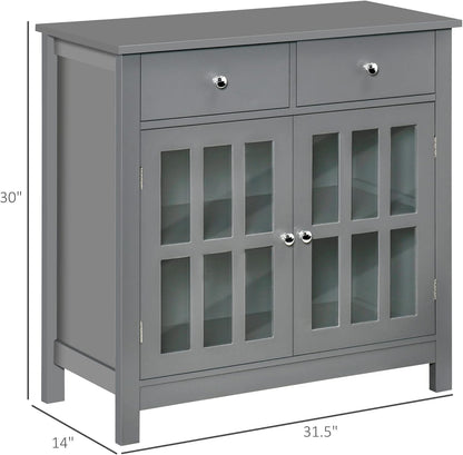 Gray Glass Door Kitchen Cabinet with Drawers | Home Decor | Kitchen + Metal