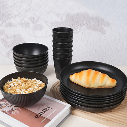 Yuhuphyllic 24Piece Durable Dinnerware Set for Camping  Dorms