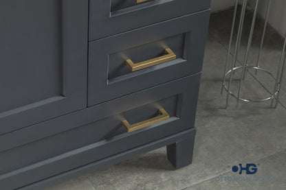 Paloma 36" Dark Gray Bathroom Vanity with Quartz Top & Gold Hardware