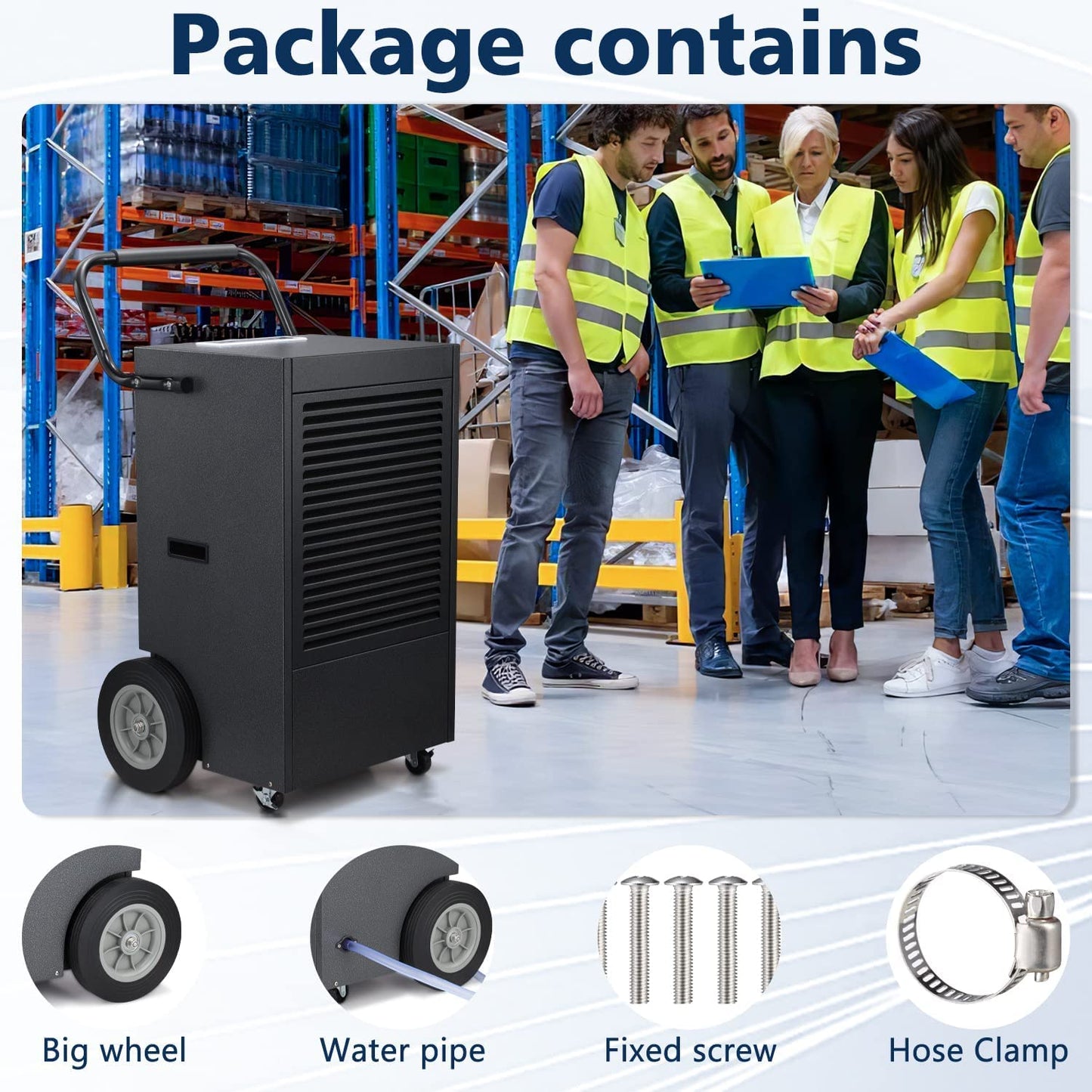 7500 Sq.ft Commercial Dehumidifier, 190 Pint Large Industrial Dehumidifier