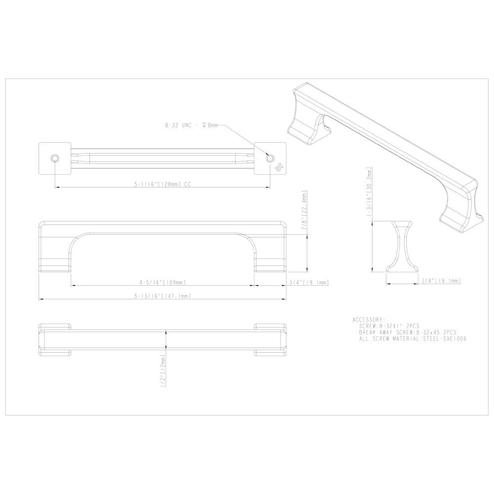 96 mm Center-to-Center Satin Nickel Sullivan Cabinet Pull