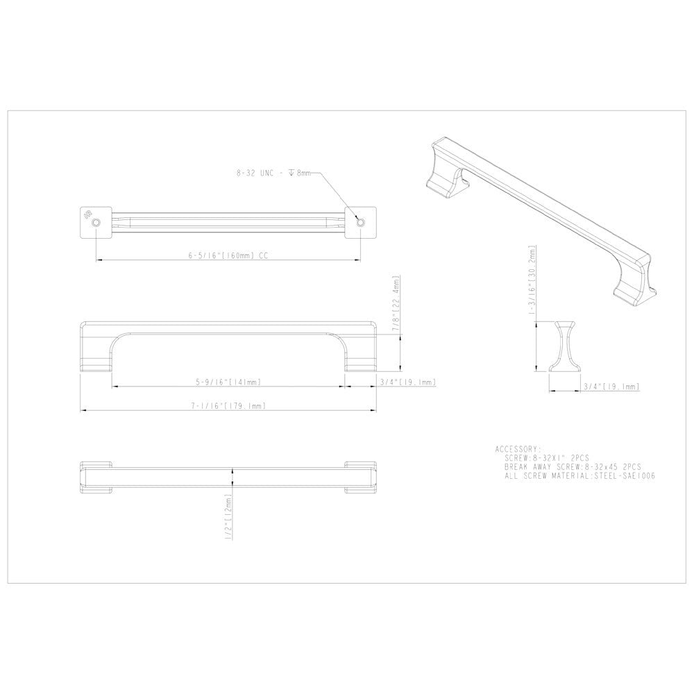 96 mm Center-to-Center Satin Nickel Sullivan Cabinet Pull