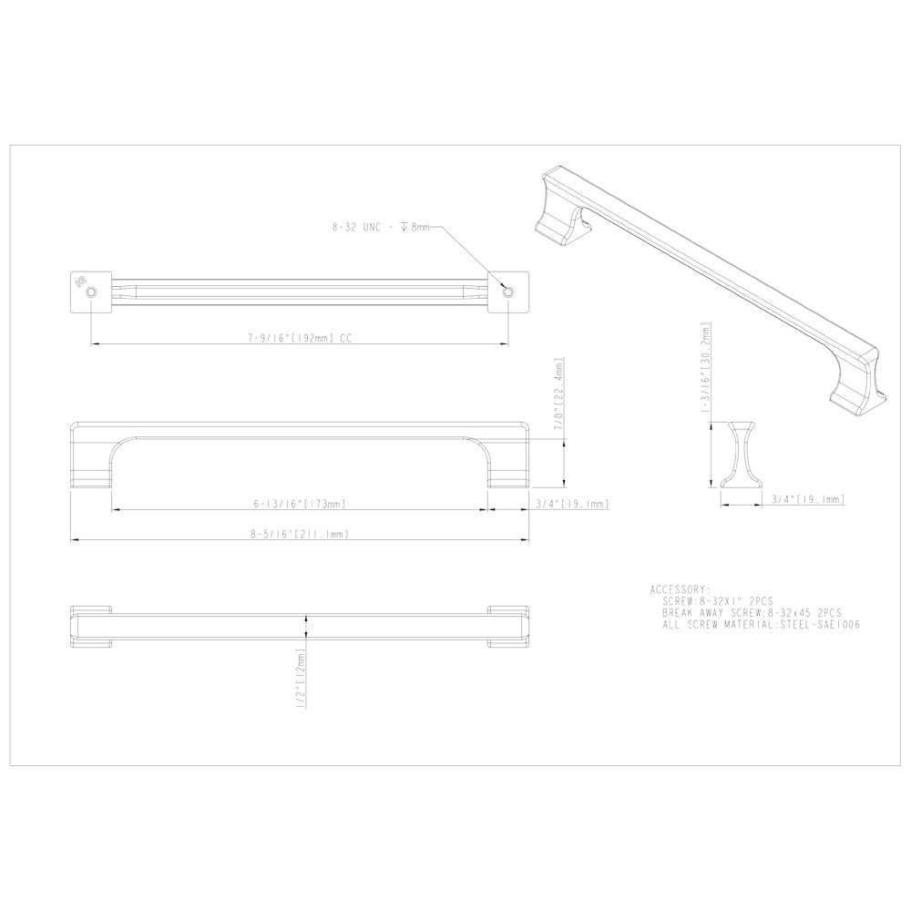 96 mm Center-to-Center Satin Nickel Sullivan Cabinet Pull