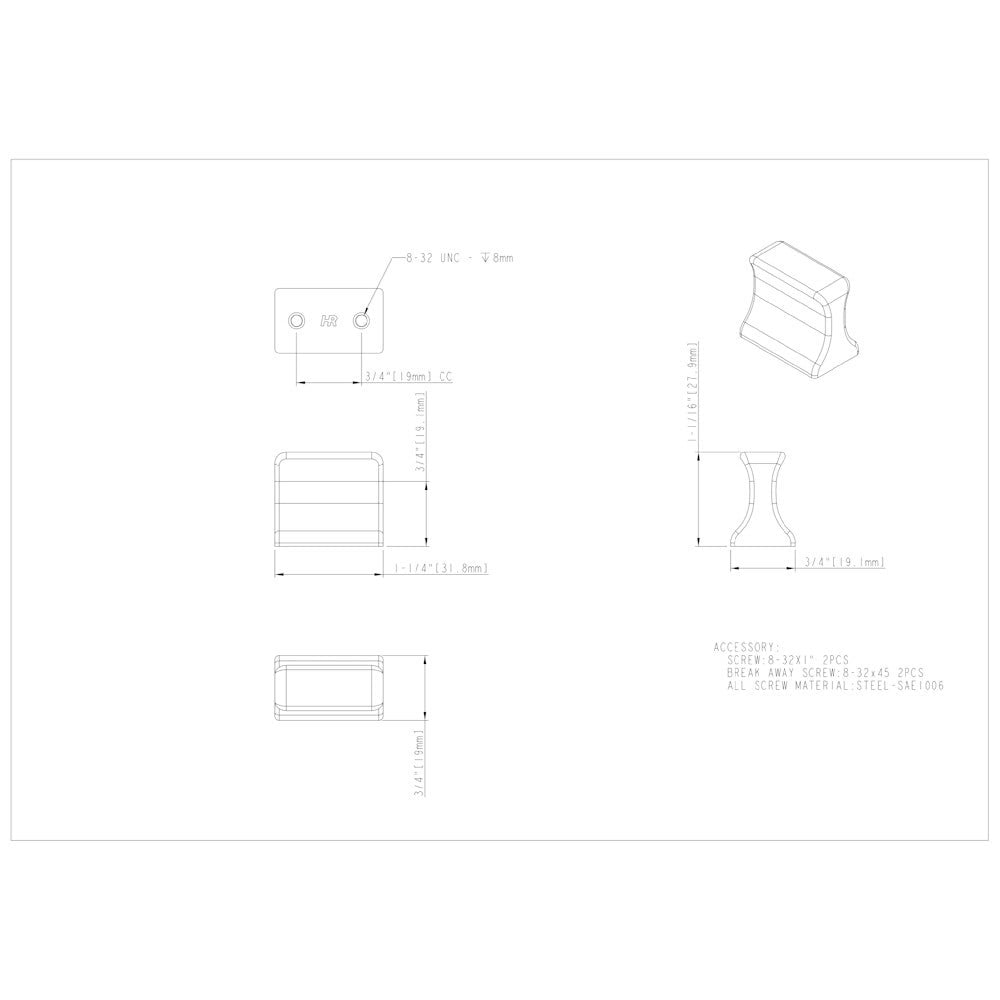 1-1/4" Overall Length (16 mm Center-to-Center) Satin Nickel Sullivan Cabinet Knob