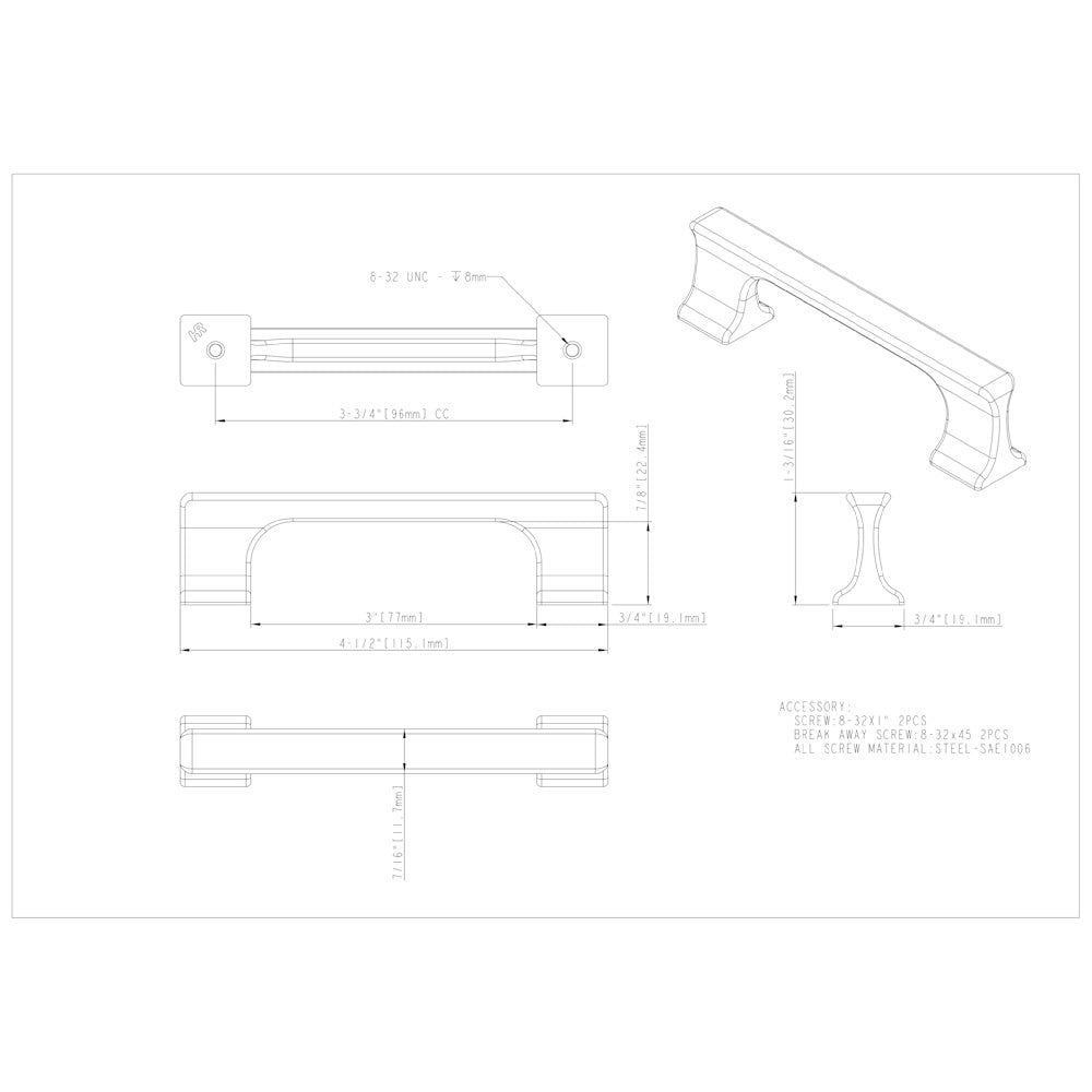 96 mm Center-to-Center Satin Nickel Sullivan Cabinet Pull