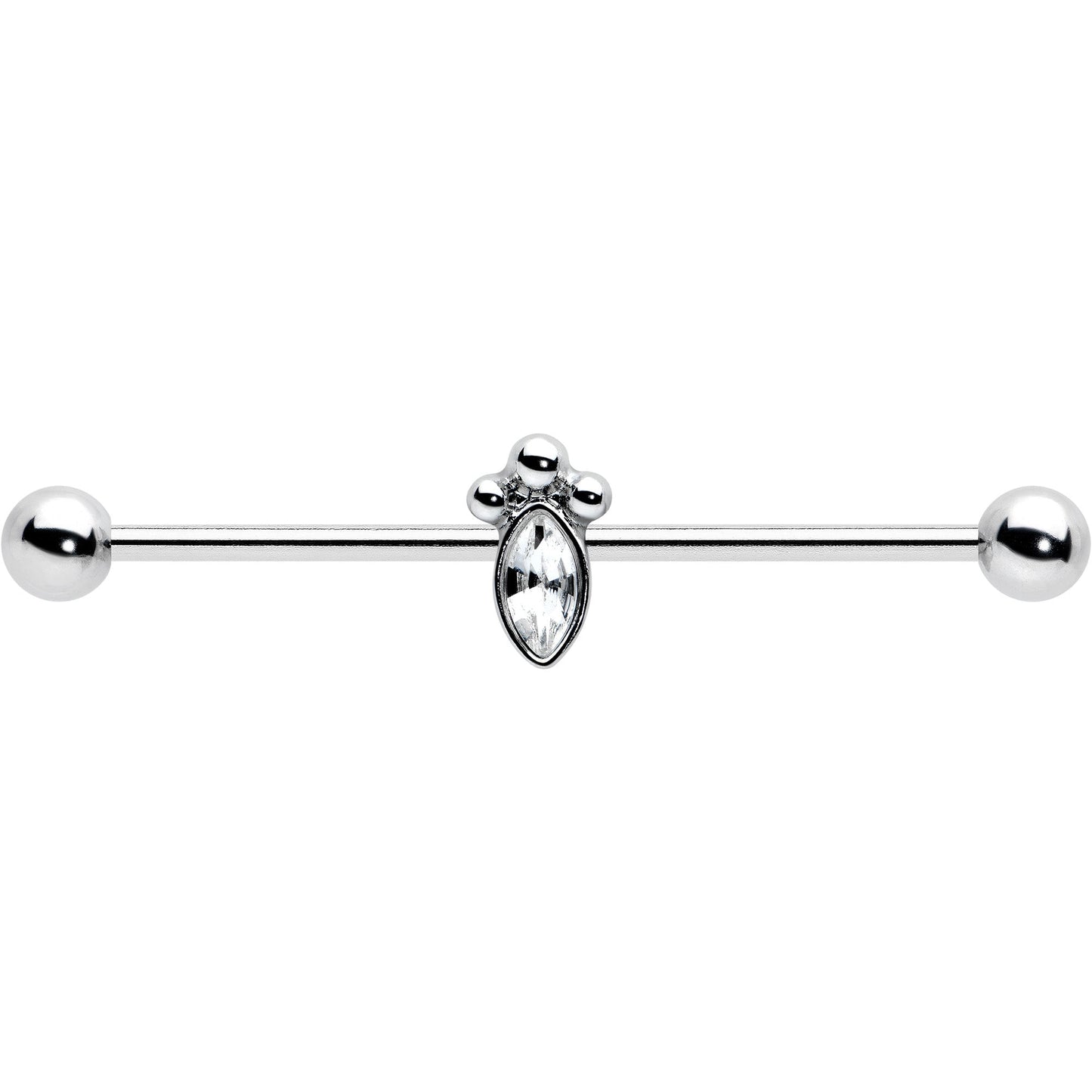 14G Gem Deco Oval Industrial Barbell 38mm