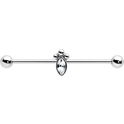14G Gem Deco Oval Industrial Barbell 38mm