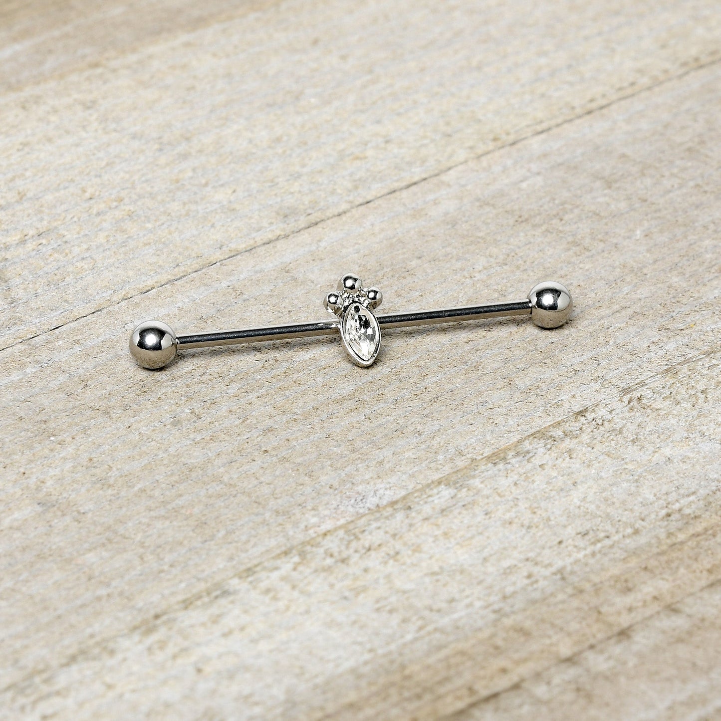 14G Gem Deco Oval Industrial Barbell 38mm