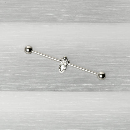 14G Gem Deco Oval Industrial Barbell 38mm