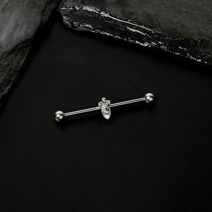 14G Gem Deco Oval Industrial Barbell 38mm