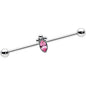 14G Gem Deco Oval Industrial Barbell 38mm