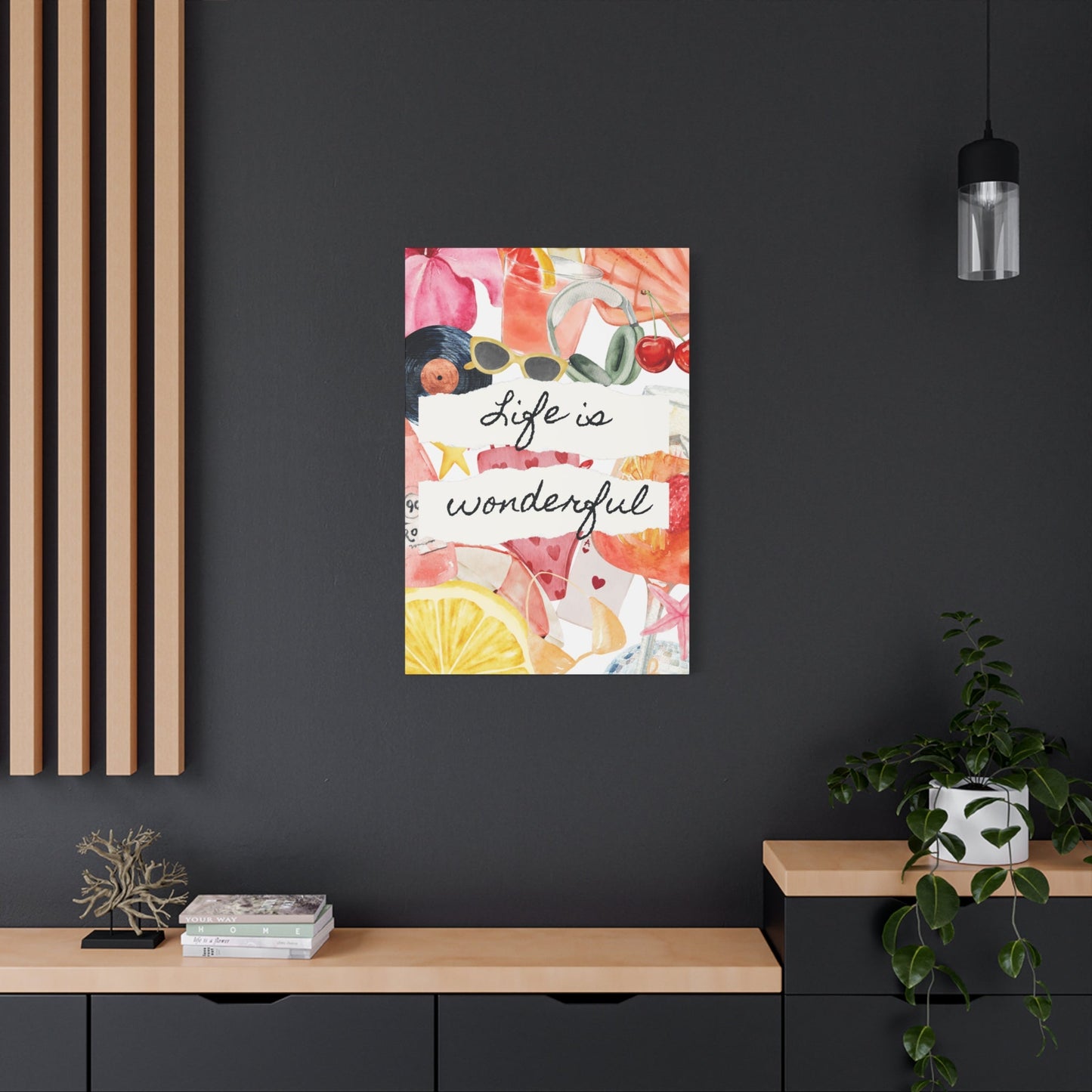 Life is Wonderful Canvas Wall Art, Colorful Decor, Inspirational Gift, Home Display, Summery Wall Art, Motivational Print