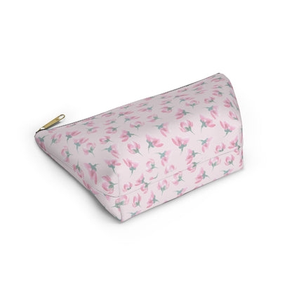 Customizable: Floral Accessory Pouch, Makeup Bag, Travel Case, Pink Flower Pouch, Gift for Her, Cosmetic Clutch, Everyday Organizer