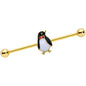 14G Red Gem Gold Tone Bow Tie Penguin Industrial Barbell 38mm