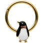 16G 3/8 Red Gem Gold Tone Bow Tie Penguin Hinged Segment Ring