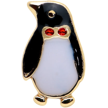 16G 1/4 Red Gem Gold Tone Bow Tie Penguin Cartilage Tragus Earring