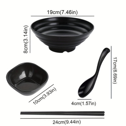 Elegant Ramen Bowl Set with Chopsticks and Saucers