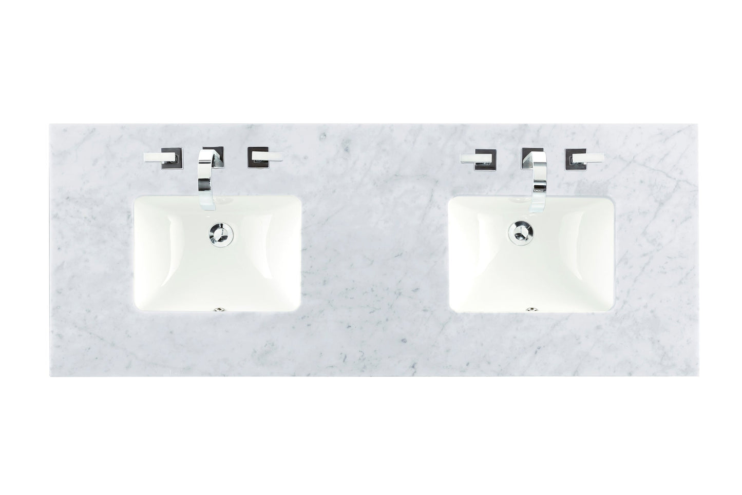 60" Double 3 CM Top, Carrara White Marble w/ Sink