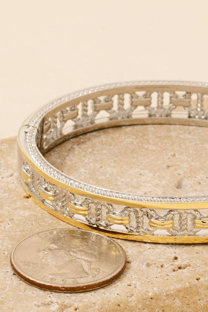 Luxe Link Two-Tone Bangle Bracelet