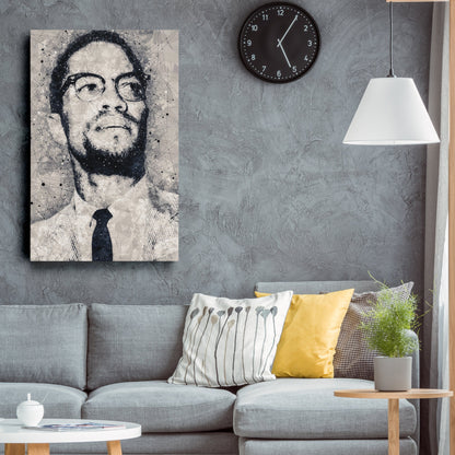 Malcolm X Canvas Art – Civil Rights Geometric Wall Decor
