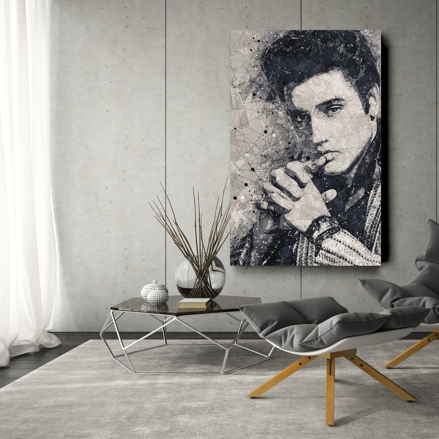 Elvis Presley Canvas – Geometric Music Wall Art Gift for Rock & Roll Fans