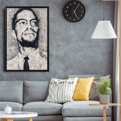 Malcolm X Canvas Art – Civil Rights Geometric Wall Decor
