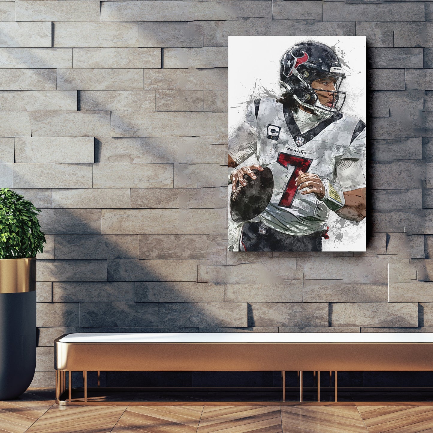 C.J. Stroud Canvas Art – Houston Texans Wall Decor