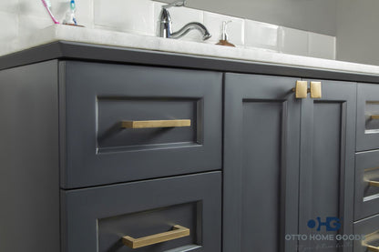 Paloma 42" Dark Gray Bathroom Vanity with Quartz Top & Gold Hardware