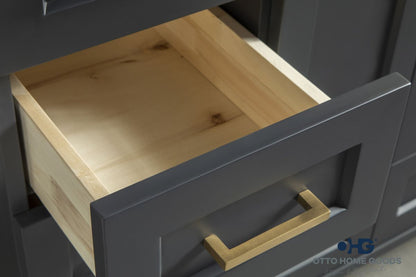 Paloma 42" Dark Gray Bathroom Vanity with Quartz Top & Gold Hardware
