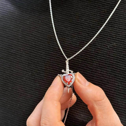 Heart Ring and Sword Necklace Set – Stainless Steel Couple Jewelry Gift