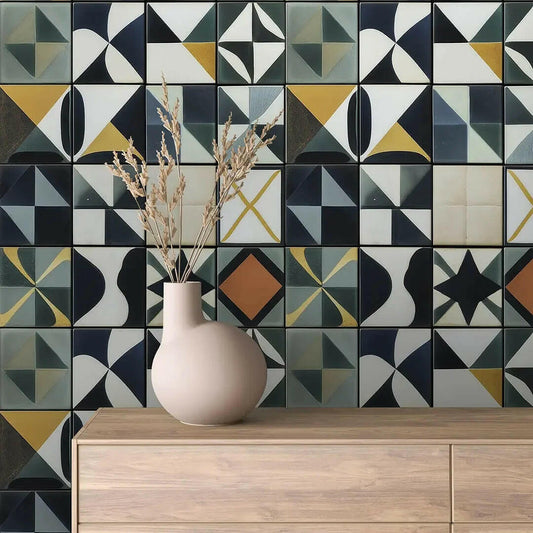 Modernist Geometric Mosaic Wall