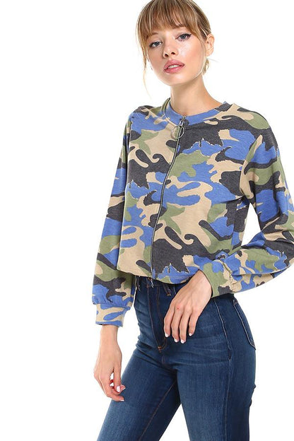 Cropped Camo Zip-Up Jacket – Casual and Trendy | Apparel | Kitchen + Metal
