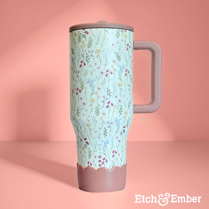 Antique Pink Scalloped Tumbler Boot -fits 20-40oz