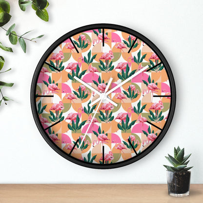 2882Time™ Retro Pink Flamingo Geometric Clock