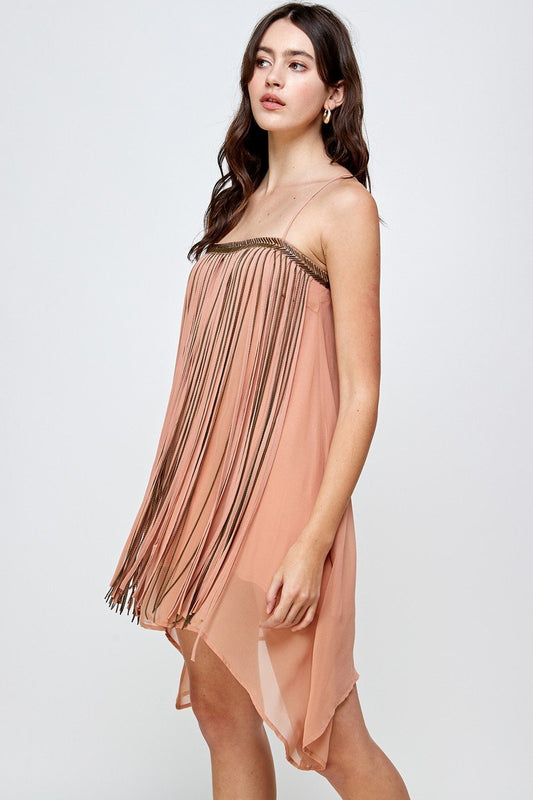 Flowy Sleeveless Mini Dress with Metallic Accents | Apparel | Kitchen + Metal