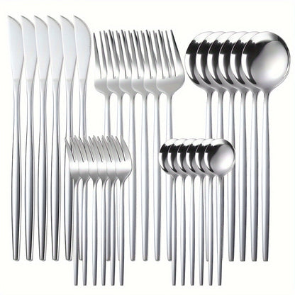 30pc Stainless Steel Cutlery Set Knives Forks Spoons