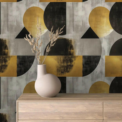 Golden Eclipse Geometric Mural