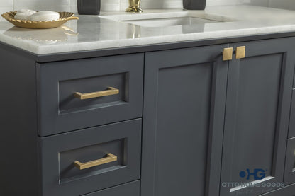 Paloma 48" Dark Gray Bathroom Vanity with Quartz Top & Gold Hardware