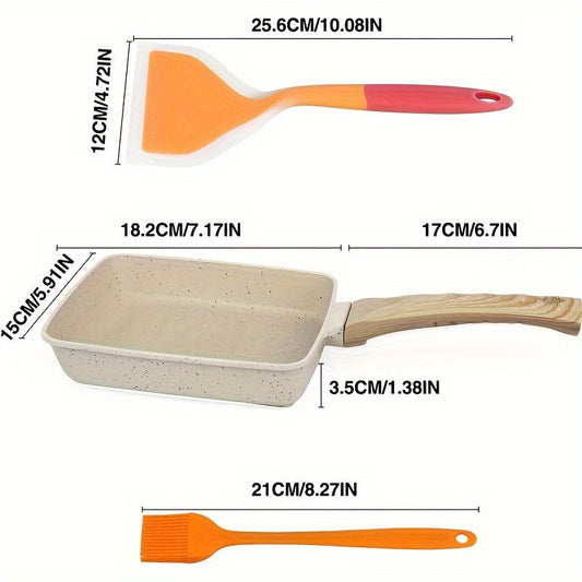 Japanese Tamagoyaki NonStick Ceramic Pan with Accessories | Kitchen + Metal