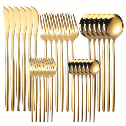 30pc Stainless Steel Cutlery Set Knives Forks Spoons
