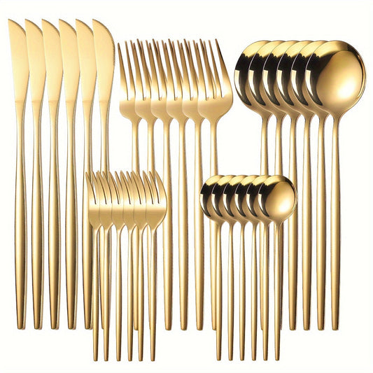 30pc Stainless Steel Cutlery Set Knives Forks Spoons