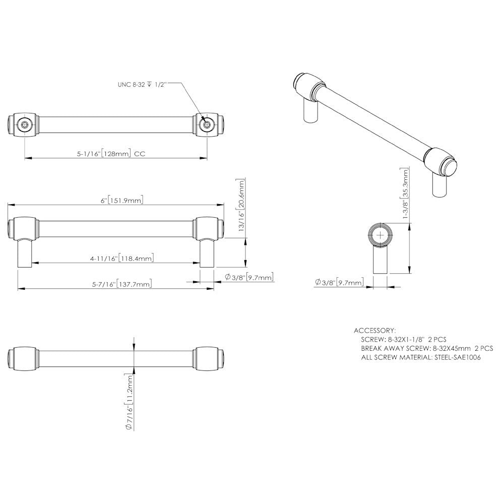 96 mm Center-to-Center Satin Nickel Carmen Cabinet Bar Pull