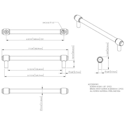 96 mm Center-to-Center Satin Nickel Carmen Cabinet Bar Pull