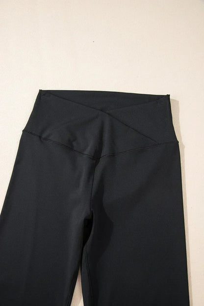 Dark Grey V Shape High Waist Flared Leggings Femstylo