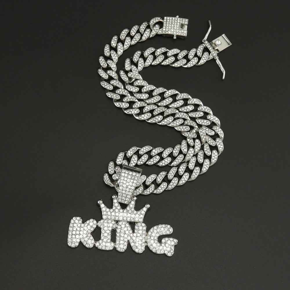 Men's Fashion Necklace with Diamond Pendant in Alloy