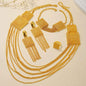 18K Gold-Plated Jewelry Set - 5-Piece Multi-Layer Tassel Set for Weddings