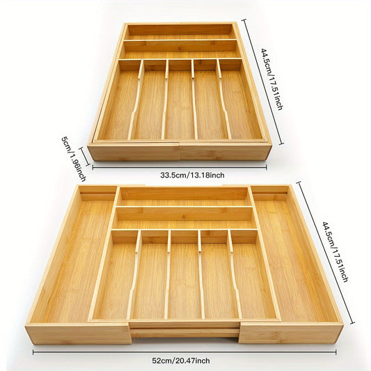 Bamboo Silverware Organizer - Expandable Kitchen Drawer and Cutlery | Silverware | Kitchen + Metal